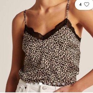 NWT Abercrombie & Fitch Sexy Satin Leopard Lace Tank